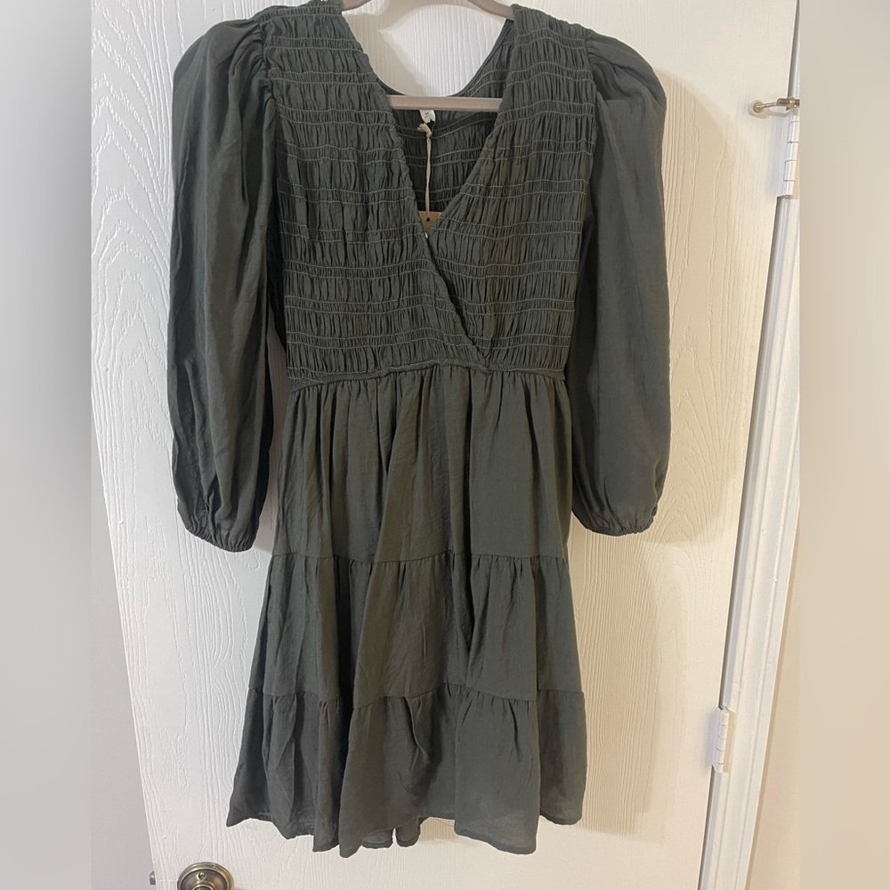 Blu Pepper Olive Green Dress NWT
